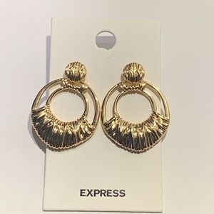 Express Chic Gold Tone Textured Circle Pierced Earrings